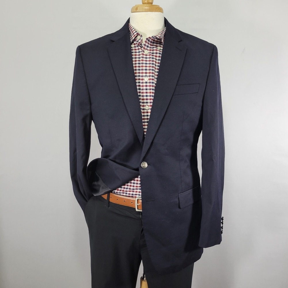Michael Kors Men's Sport Coat Blazer Two Button Deep navy Twill Wool Size 40L